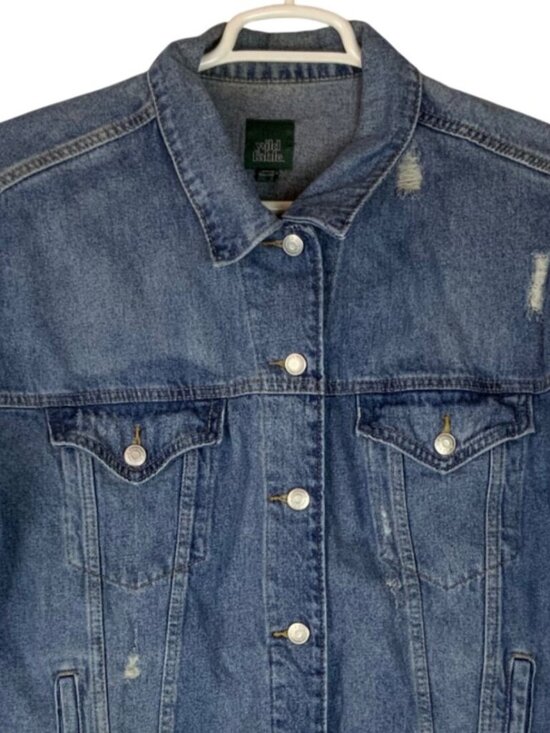 wild fable Jackets & Blazers - Wild Fable Womens Distressed Blue Denim Trucker Jacket Size XL Button-Up Casual